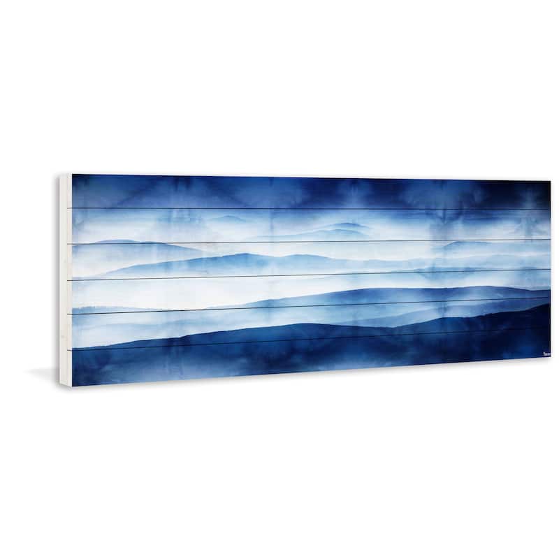 Parvez Taj 'Blue Mountains' Wall Art Print on White Wood