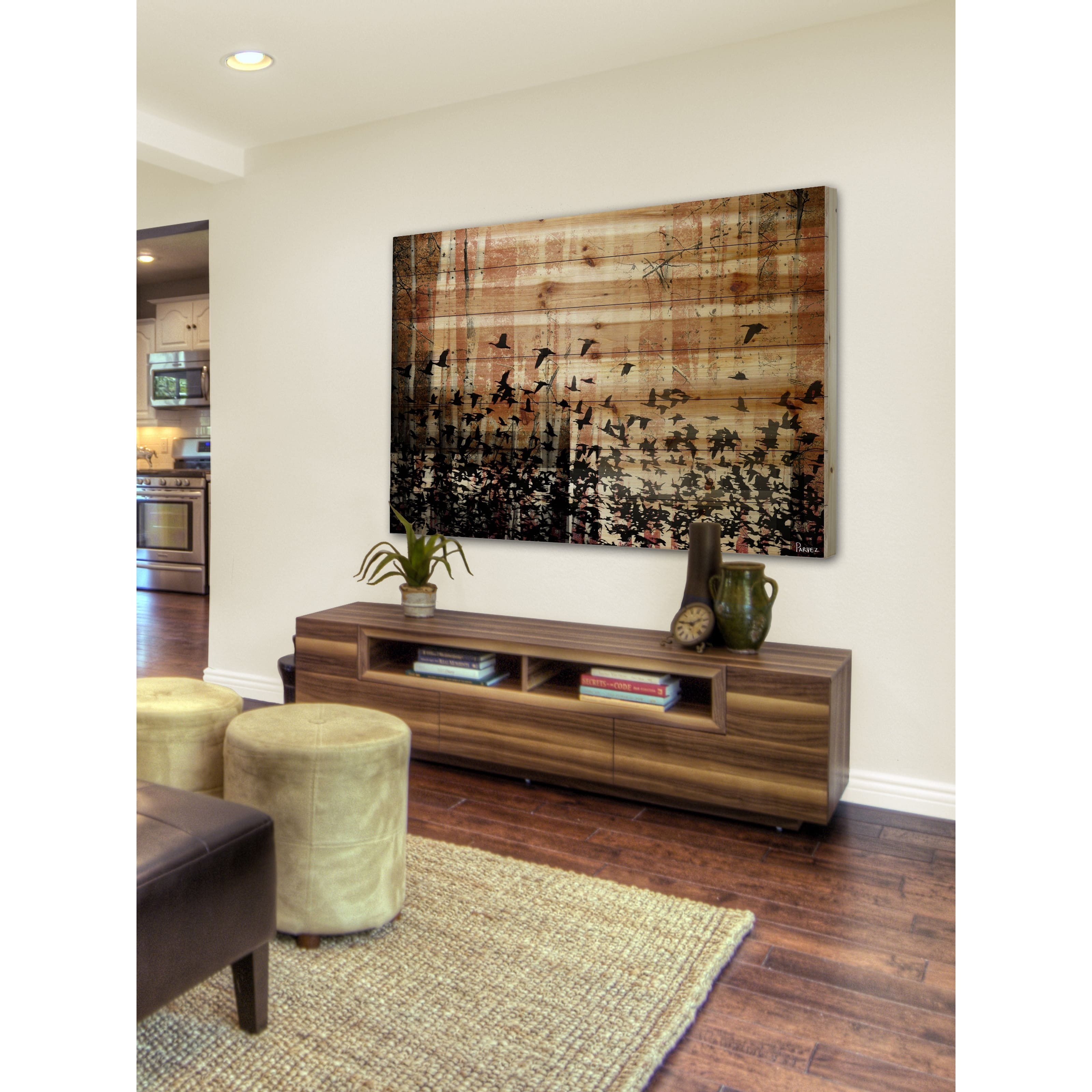 Parvez Taj 'Aspen Wood' Painting Print on Natural Pine Wood - Multi ...