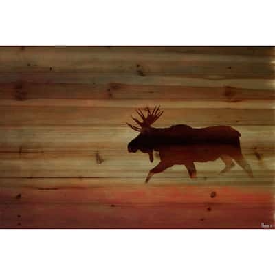 Handmade Parvez Taj - Moosehead Print on Natural Pine Wood