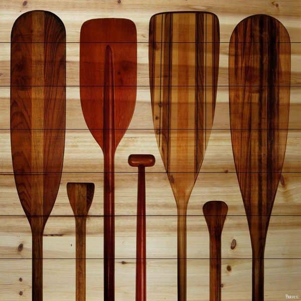 slide 1 of 5, Parvez Taj 'Paddles' Painting Print on Natural Pine Wood