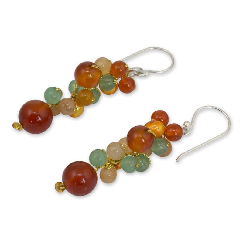 NOVICA Handmade Vineyard Sterling Silver Multi-Stone Earrings (Thailand) - 1.8*0.4
