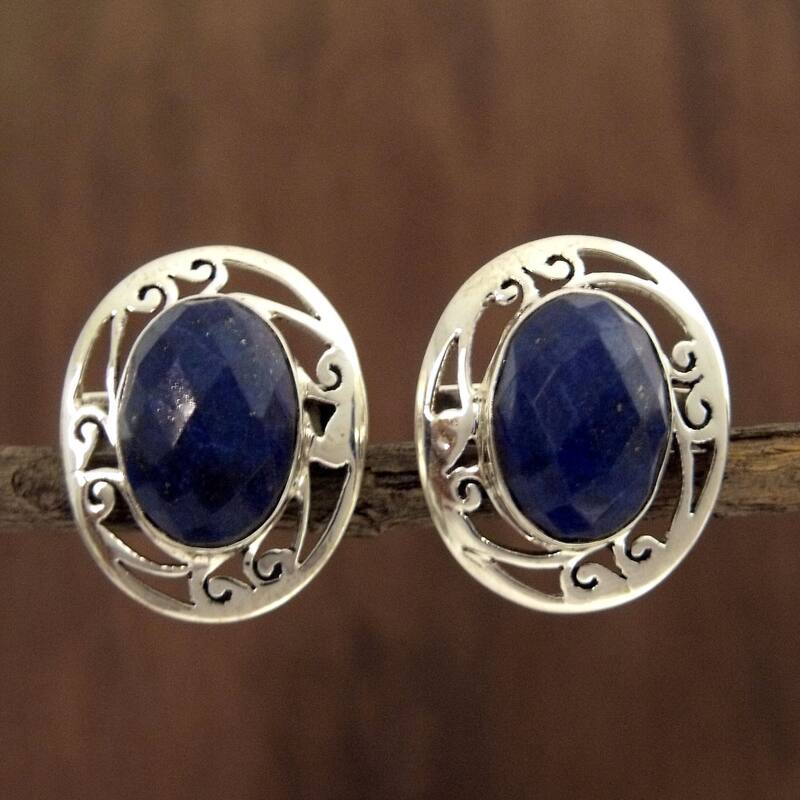 Handmade Seductive Blue Sterling Silver Lapis Lazuli Earrings (India)