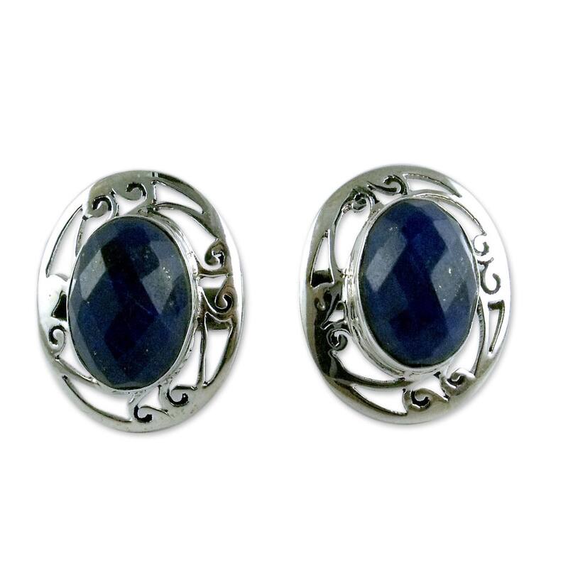 Handmade Seductive Blue Sterling Silver Lapis Lazuli Earrings (India)