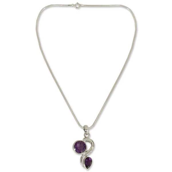 NOVICA Garnet .925 Sterling Silver Pendant Necklace Crimson Fern 15.75