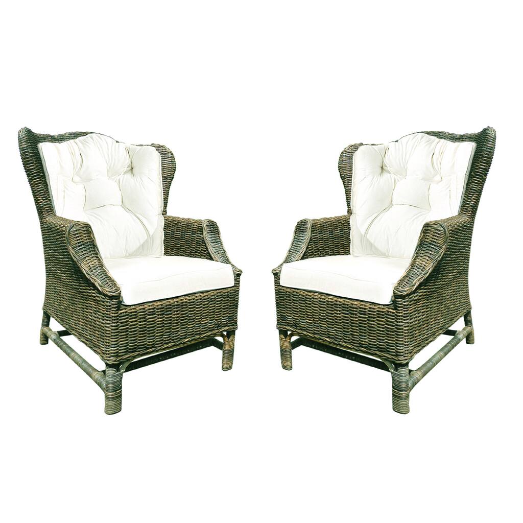 Handmade D-Art Rattan Wicker WIng Back Chair (Set of 2) (Indonesia)