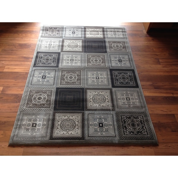 Shop Contemporary Area Rug High Quality Grey Geometric Hallway Runner