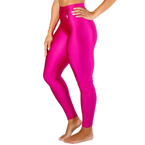 Women's High Waist Pink Metallic Leggings - Overstock Shopping - Top ...