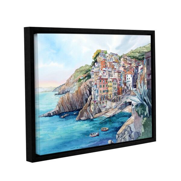 slide 1 of 2, ArtWall Bill Drysdale ' Riomaggiore ' Gallery-Wrapped Floater-Framed Canvas - multi