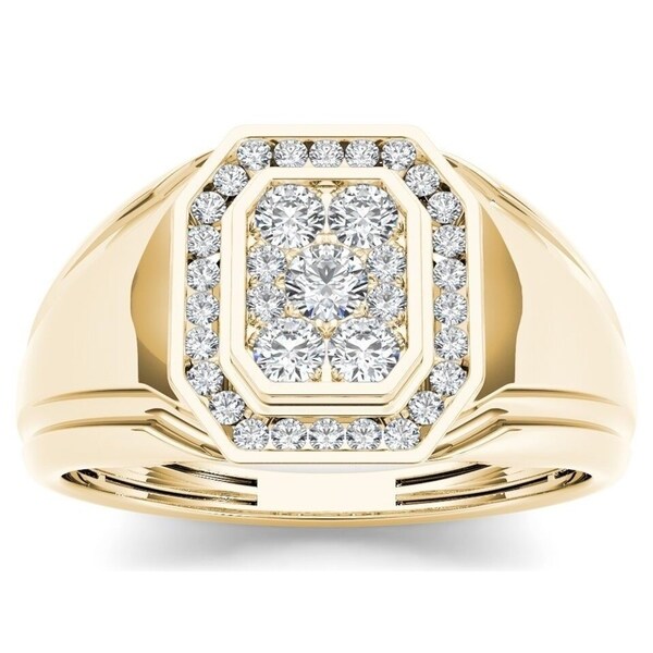 Shop De Couer 10k Yellow Gold 1/2ct TDW Diamond Men&#39;s Ring - On Sale - Free Shipping Today ...