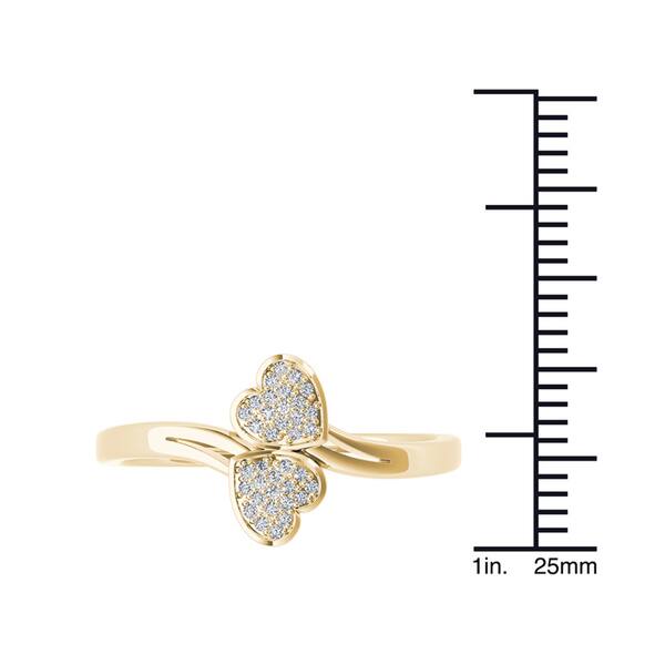 De Couer 10k Yellow Gold 1/20ct TDW Diamond Two Heart Wrap Ring