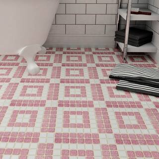 Pink Floor Tiles For Less Somertile 11 75x11 75 Inch Scholar Bazaar Flamingo Porcelain Mosaic Floor And Wall Tile