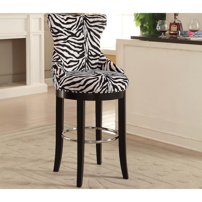 Traditional Zebra Print Fabric 30" Bar Stool by Baxton Studio
