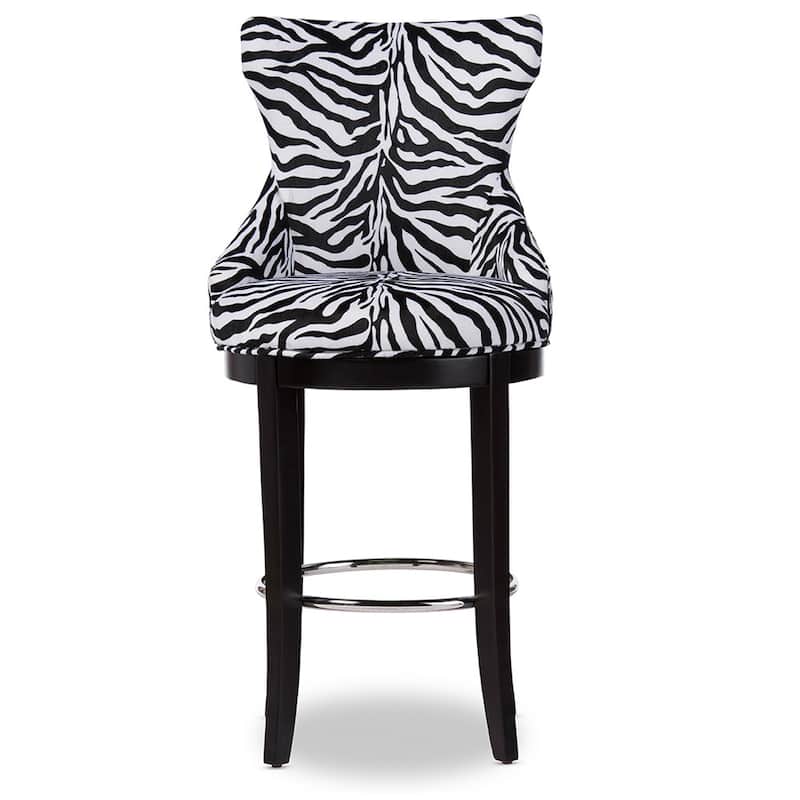 Traditional Zebra Print Fabric 30" Bar Stool by Baxton Studio