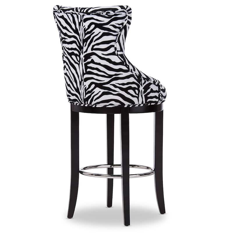 Traditional Zebra Print Fabric 30" Bar Stool by Baxton Studio