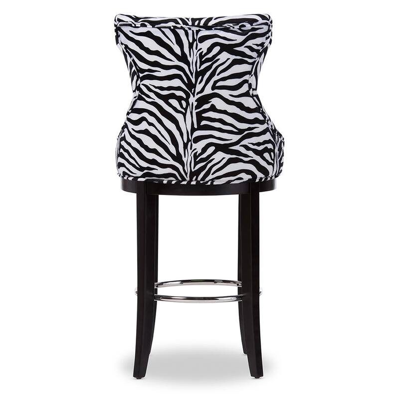 Traditional Zebra Print Fabric 30" Bar Stool by Baxton Studio