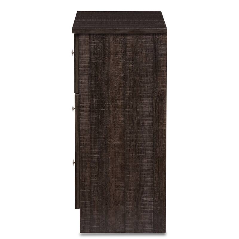 Baxton Studio Decon Modern and Contemporary Espresso Brown Wood 3-Drawer Storage Chest