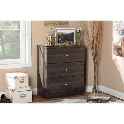 Baxton Studio Decon Modern and Contemporary Espresso Brown Wood 3-Drawer Storage Chest