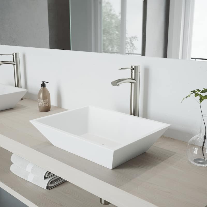 VIGO Milo 13" H Single Handle Single Hole Bathroom Vessel Faucet in Brushed Nickel