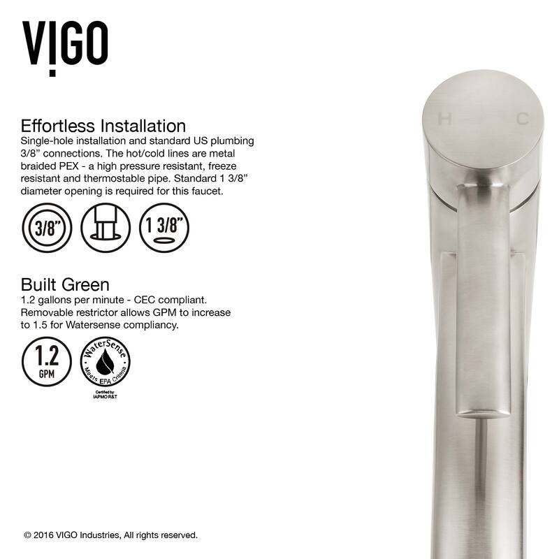 VIGO Milo 13" H Single Handle Single Hole Bathroom Vessel Faucet in Brushed Nickel