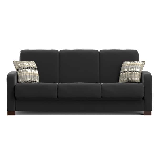 Shop Handy Living Trace Convert A Couch Black Microfiber Futon
