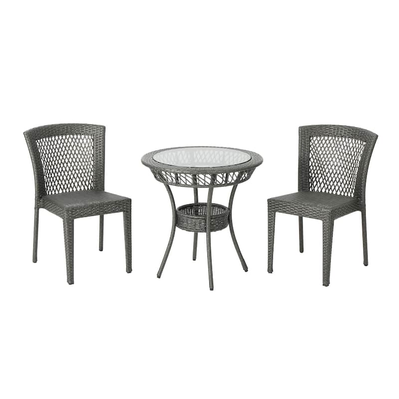 Farley Outdoor Multi-brown 3-piece Wicker Bistro Set by Christopher Knight Home - N/A