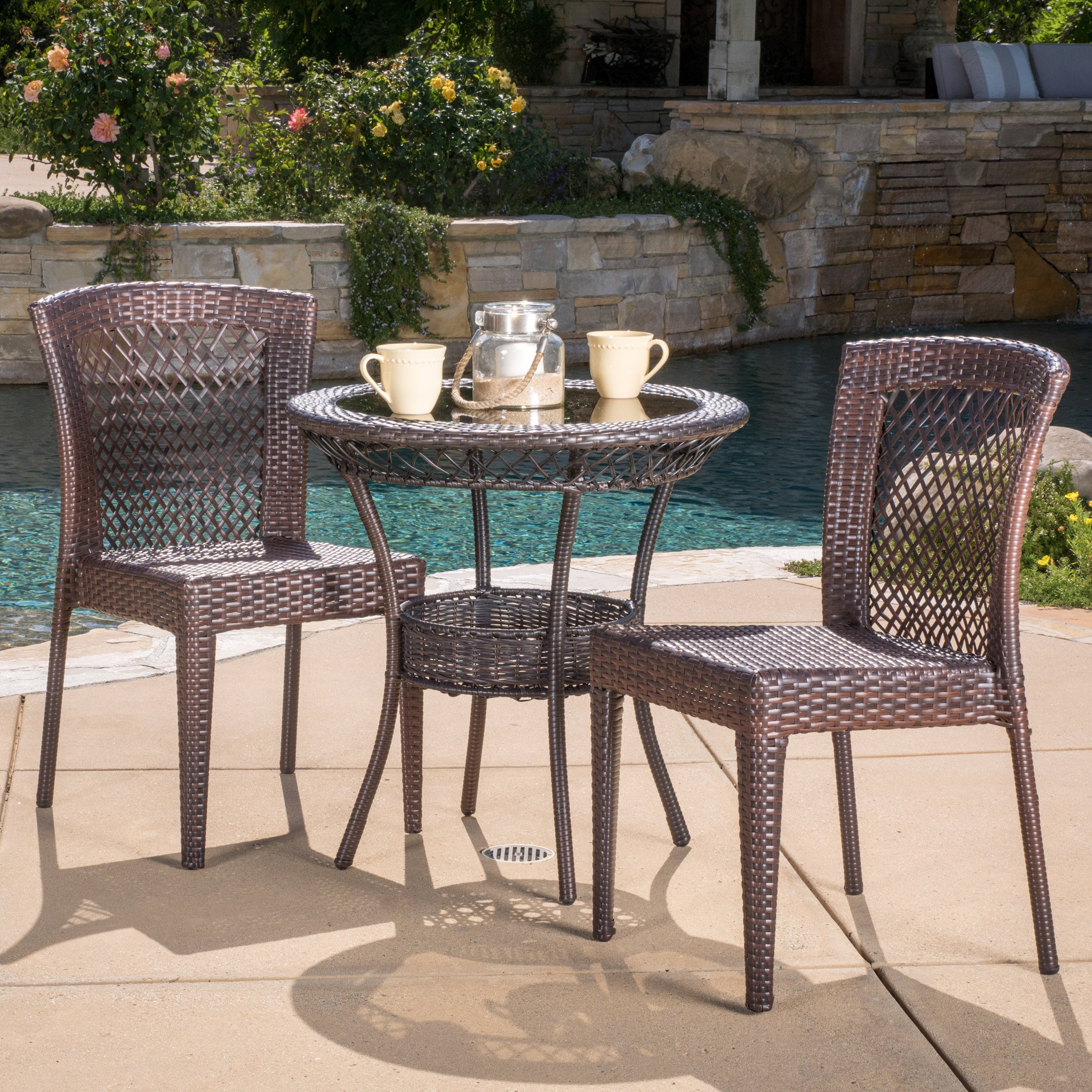 3pc wicker best sale bistro set