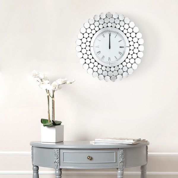 Abbyson Radiance Round Wall Mirror Clock