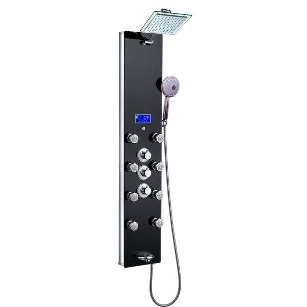 Shop AKDY 51-inch Black Tempered Glass Aluminum Shower ...