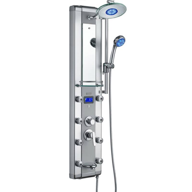 AKDY 51-inch Aluminum Shower Panel with Tower Massage Spa System Kits LED Rainfall Showerhead and Shower Wand