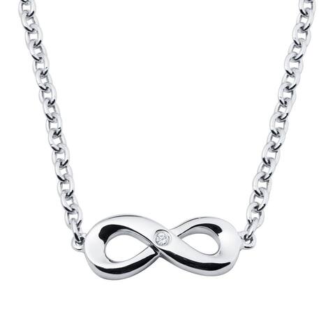 .925 Sterling Silver .01ct TDW Diamond Accent Petite Infinity Fashion Pendant Necklace, 18" Chain (I Color, I1 Clarity)