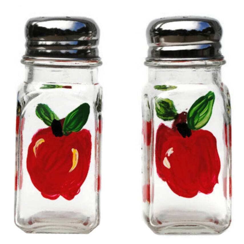 Hand-painted Red Apple Glass Salt and Pepper Shaker Set