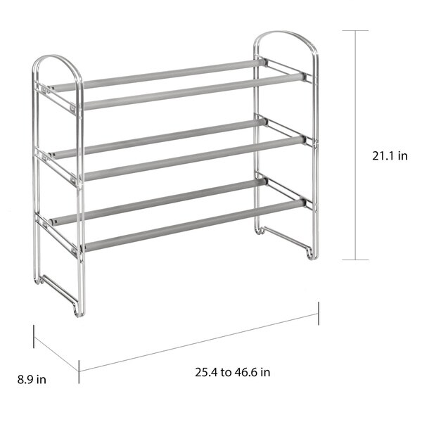 Shoe Storage 2 3 Tier Extendable Shoe Rack Wood Chrome Footwear Storage Unit Shelf Organiser Home Furniture Diy