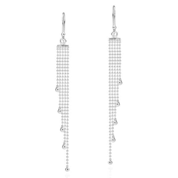 Handmade Multi Beaded Chain Drop .925 Sterling Silver Earrings (Thailand)