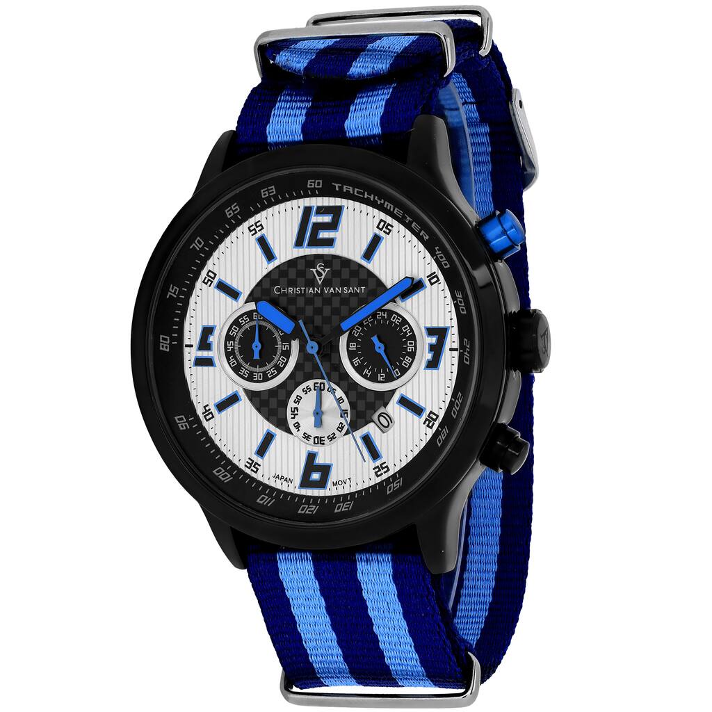 Christian Van Sant Men's CV3121NBL Speedway Round Two-tone Nylon Strap Watch