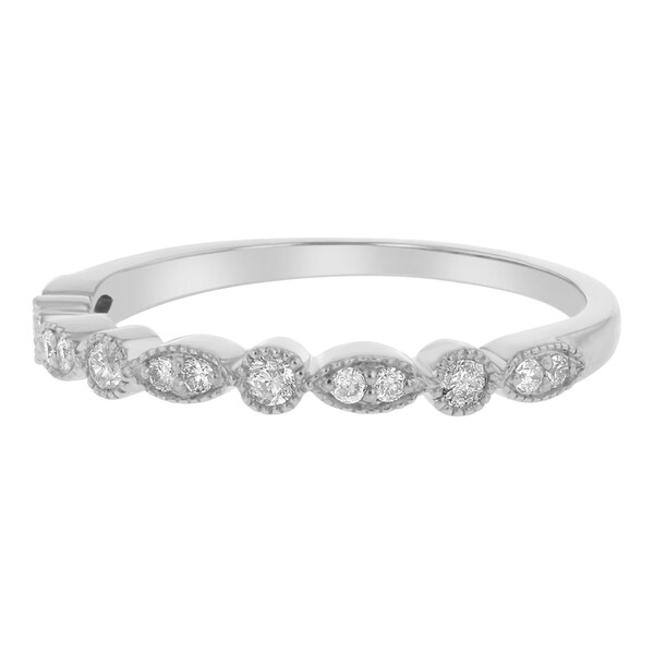 10k Gold 1/5ct TDW Diamond Anniversary Stackable Milgrain Band - White H-I