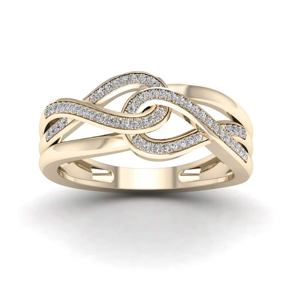 De Couer 10k Yellow Gold 1/6ct TDW Diamond Infinity Braided Ring