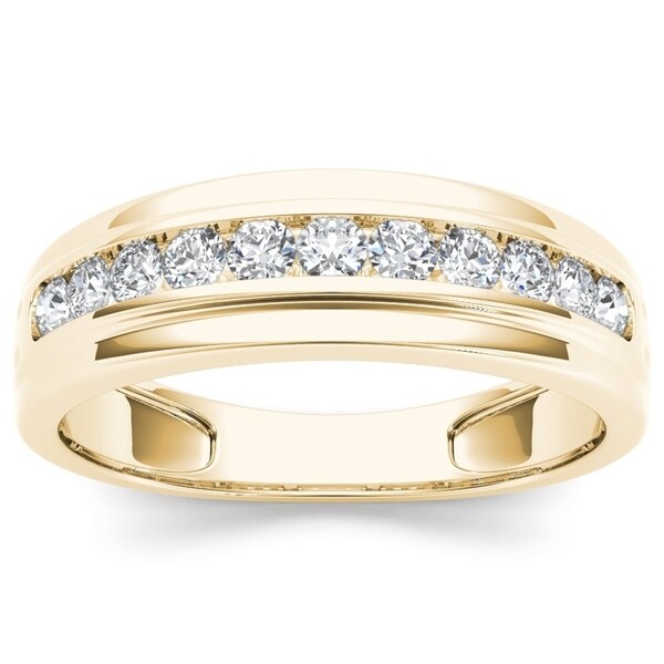 Shop De Couer 10k Yellow Gold 1/2ct TDW Diamond Men's Wedding Band On