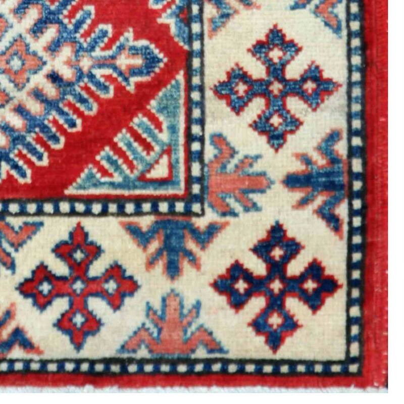 Handmade One-of-a-Kind Vegetable Dye Kazak Wool Rug (Afghanistan) - 2'1 x 3'4