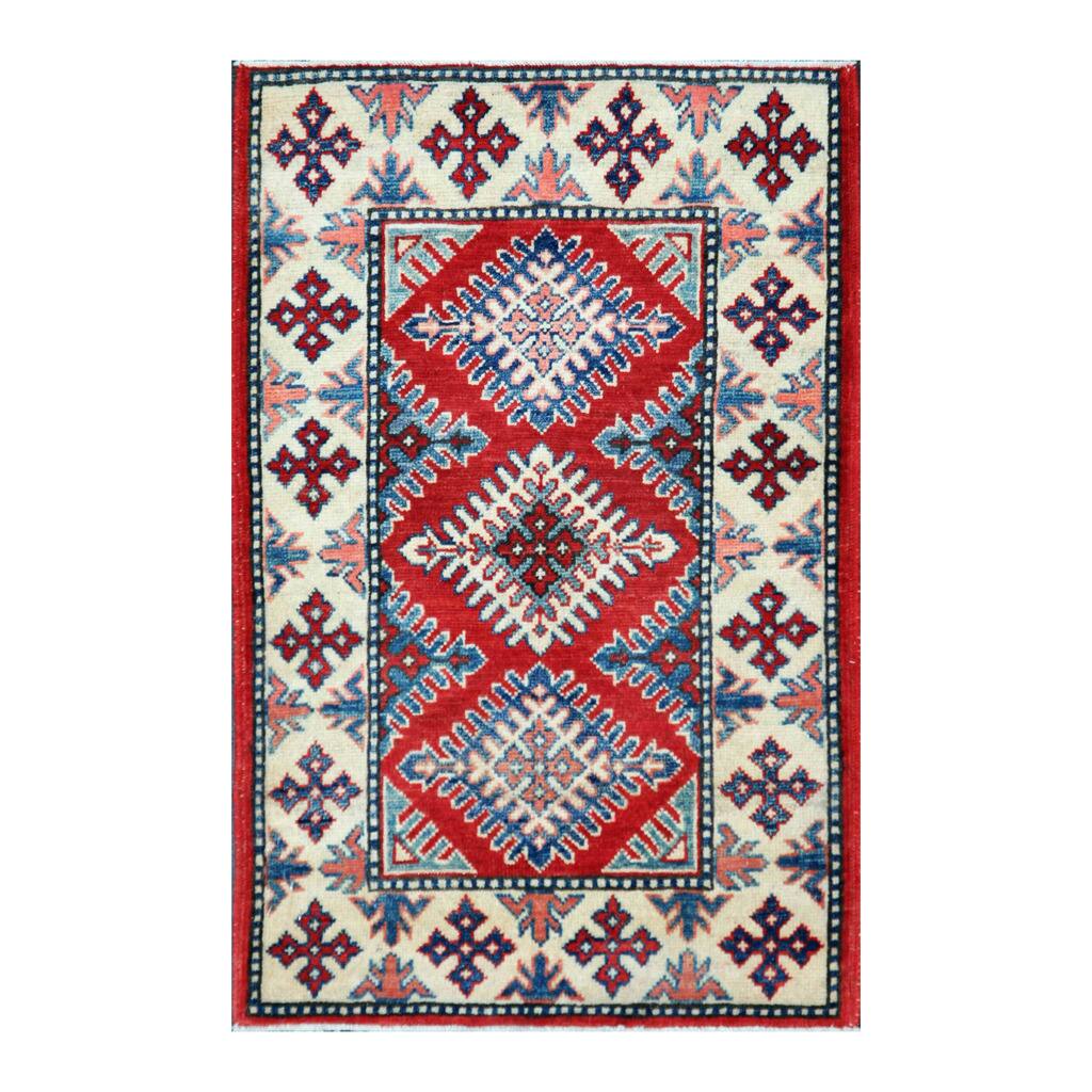 Handmade One-of-a-Kind Vegetable Dye Kazak Wool Rug (Afghanistan) - 2'1 x 3'4