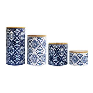Kitchen Canisters Online At Our Best Pirouette Blue And White 4 Piece Canister Set