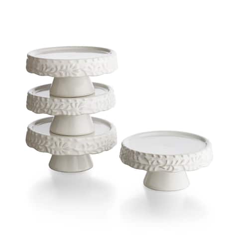 Bianca Leaf Cup Cake Pedestal Plates (Set of 4)