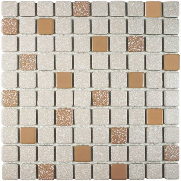 SomerTile FKOSRR91 Plethon Square Porcelain Floor and Wall Tile 11.75 x 11.75 Pink//White