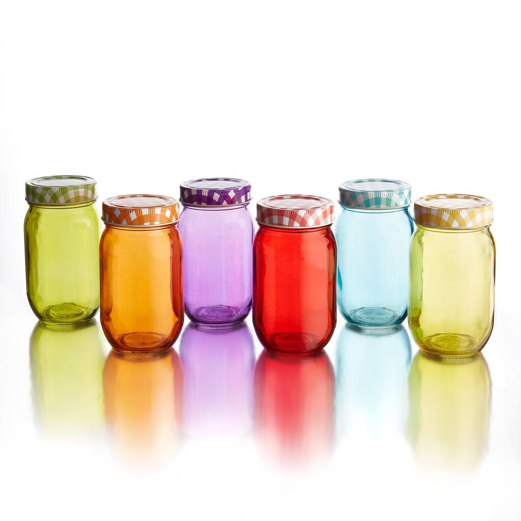 Colored Jars with Lid (Set of 6)