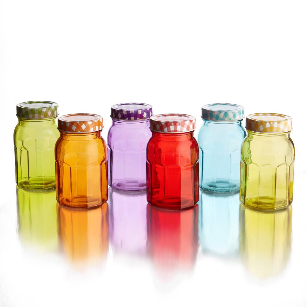 5.5-inch Colored Jars with Lid (Set of 6)