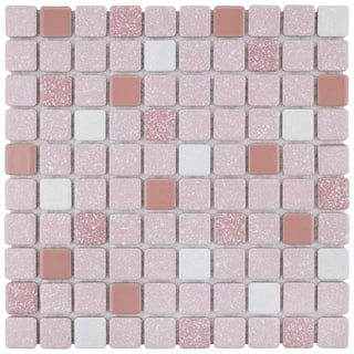 Pink Floor Tiles Online At Our Best Tile Deals Somertile 11 75x11 75 Inch Scholar Pink Porcelain Mosaic Floor And Wall Tile