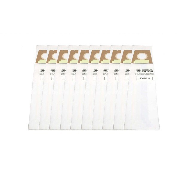 10 Dirt Devil Type U Allergen Vacuum Bags Part # 3920750001 3920047001 3920048001 Designed and Engineered By Crucial Vacuum