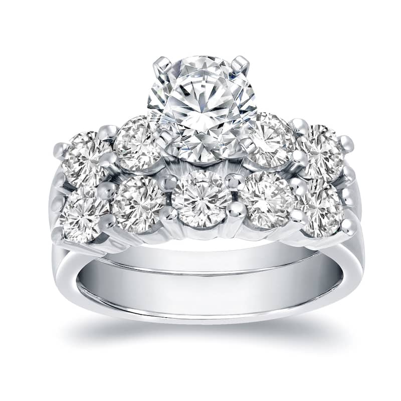 Auriya 14k Gold 3 1/2ctw 5-Stone Diamond Engagement Ring Set Certified