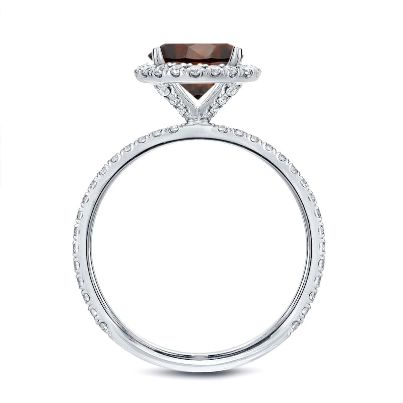 Auriya 2 3/5ct TDW Round Brown Diamond Halo Engagement Ring in 18K Gold