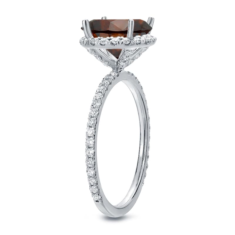 Auriya 2 3/5ct TDW Round Brown Diamond Halo Engagement Ring in 18K Gold