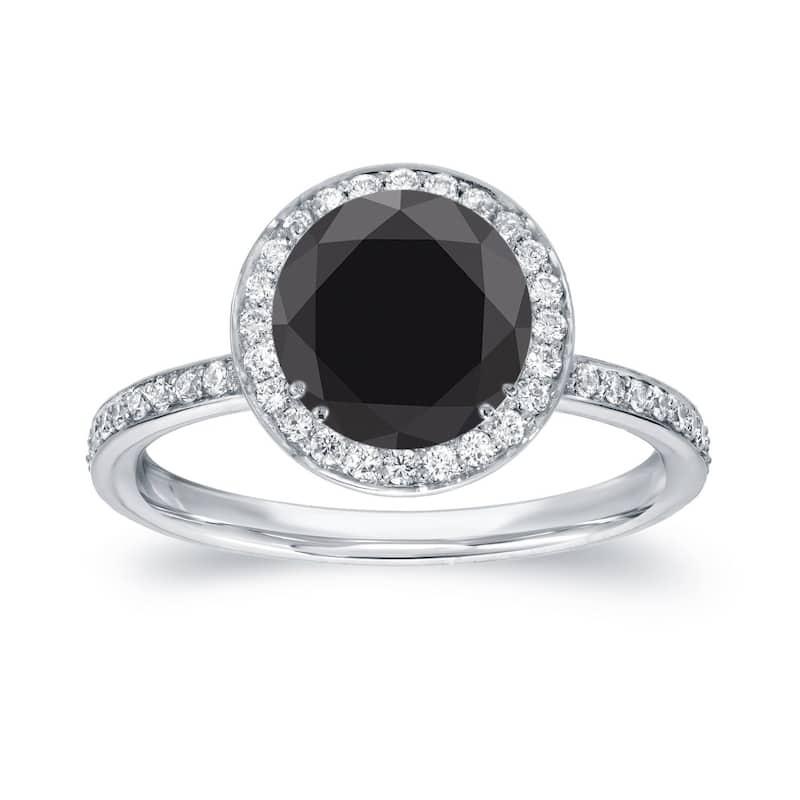 Auriya 18k Gold 2 2/5ctw Black Diamond Halo Engagement Ring (G-H, SI1-SI2)